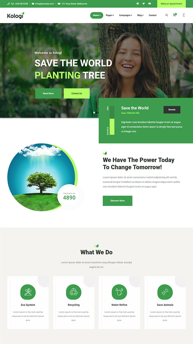 绿色环境保护公益网站模板 免费html下载