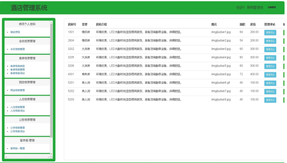 Java WEB酒店客房管理系统源码  SSM后台框架