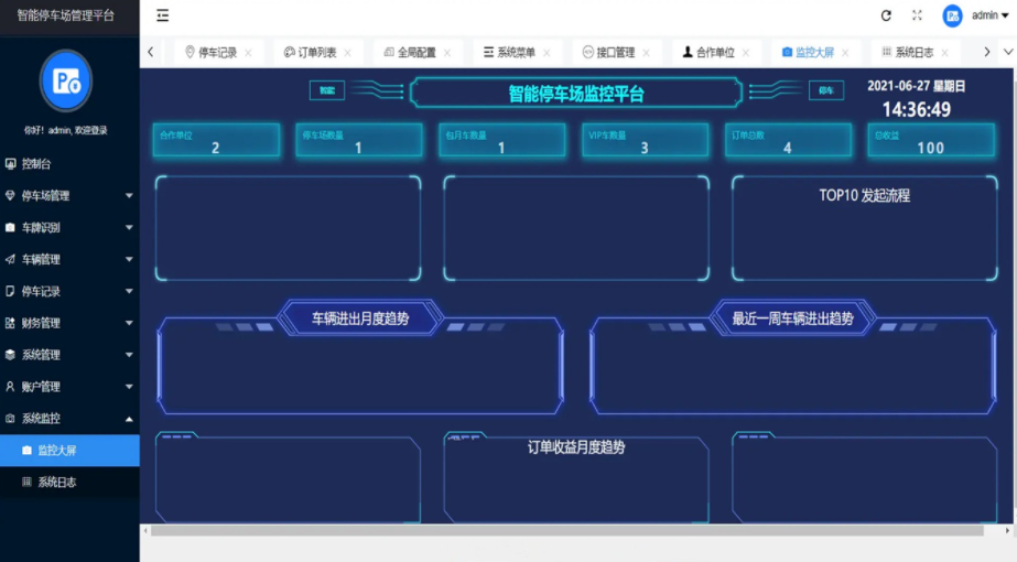 SpringBoot+Vue智能停车场管理平台源码